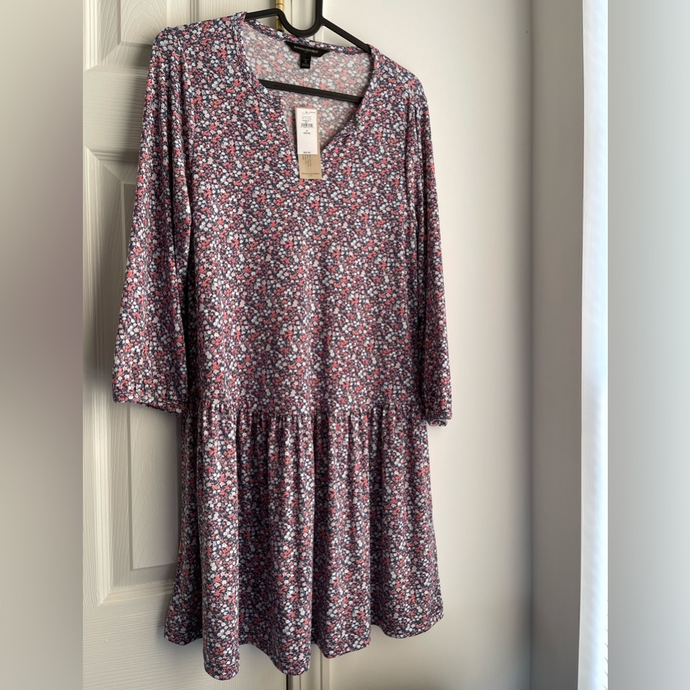 Banana Republic Factory 3/4 Sleeve Drop Waist Floral Dress